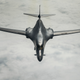 A swing-wing B-1B Lancer flying over the Pacific. Photo credit: U.S. Department of Defense
